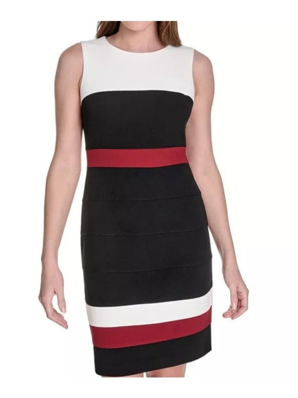 Tommy Hilfiger Women's Scuba Crepe Colorblocked Sheath Dress Size 14 NWT